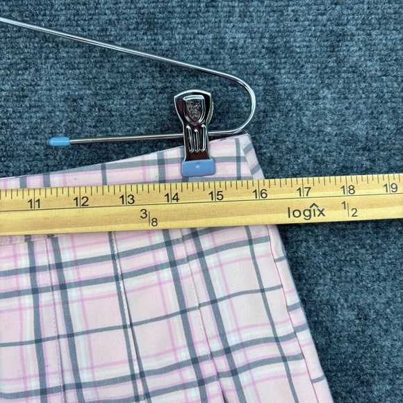 Forever 21 Pink Gray Plaid Pleated Mini Skirt Preppy Kawaii Women’s Large - Picture 5 of 7